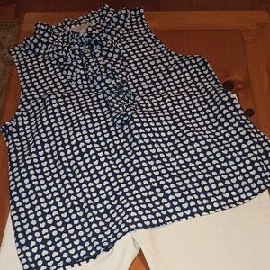 Loft Size XL Navy Polka Dot Top (EUC)